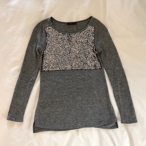 THML Sweater; Heather Grey with Silver Sequins; XS